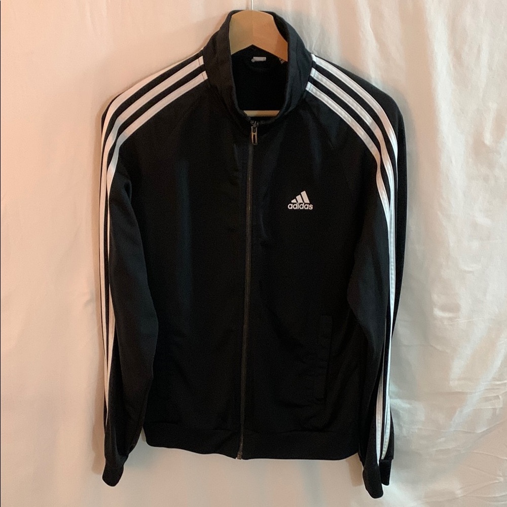 Adidas Black Lightweight Track Jacket with Iconic Stripes